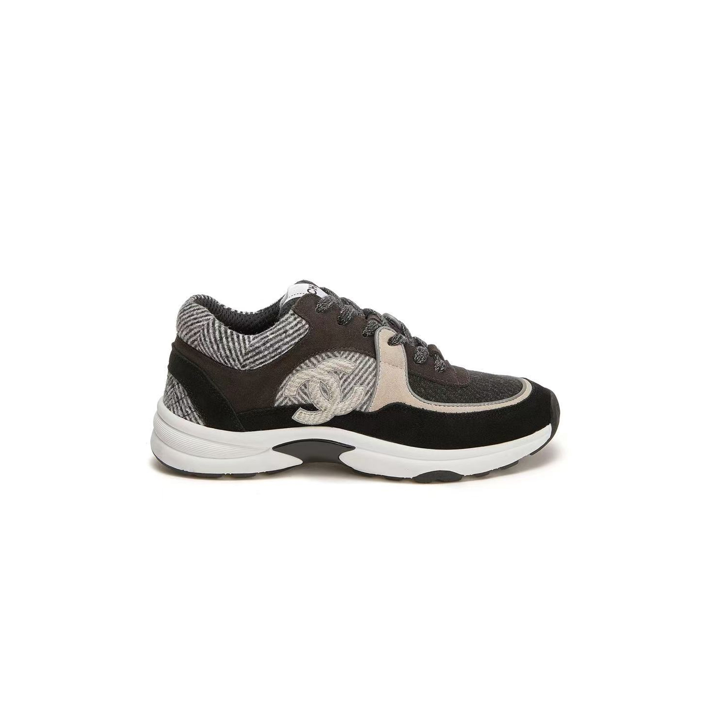 CHANEL TWEED SUEDE WOMENS CC SNEAKERS 356098